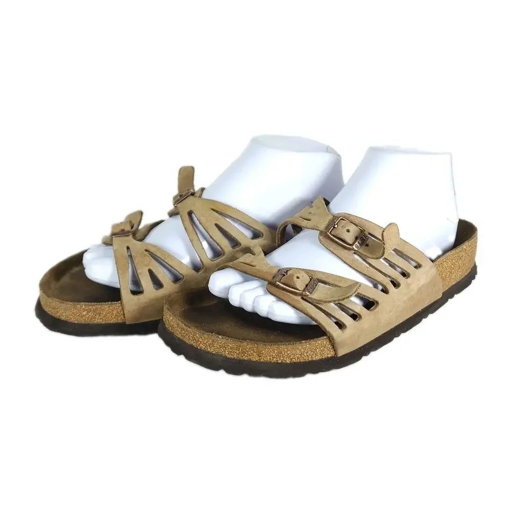 BIRKENSTOCK Granada Women's US8 EU39 Sandcastle Nubuck SoftFB Slide Sandals